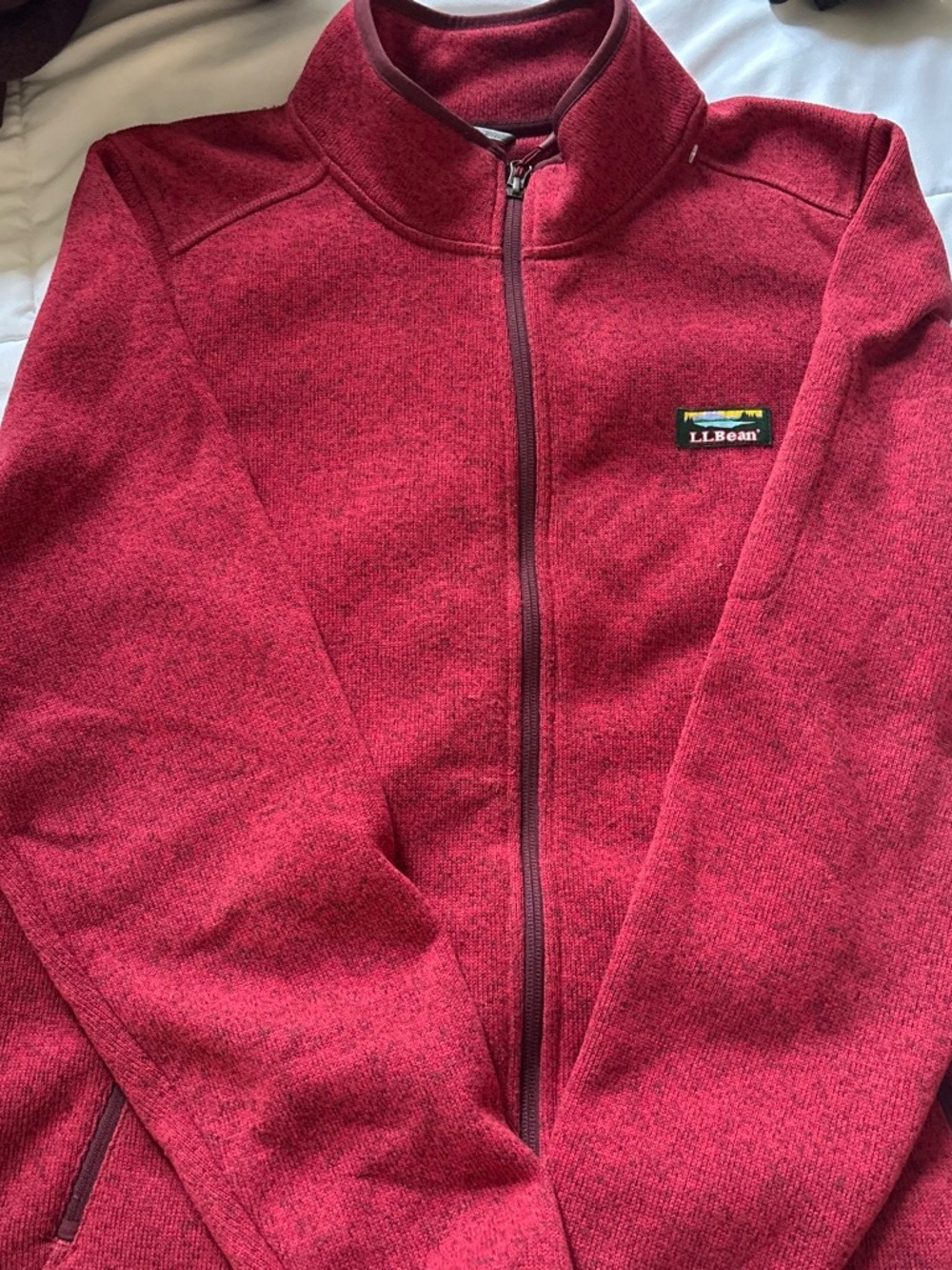 L.L. Bean Men's Heathered Red Full-Zip Sweater